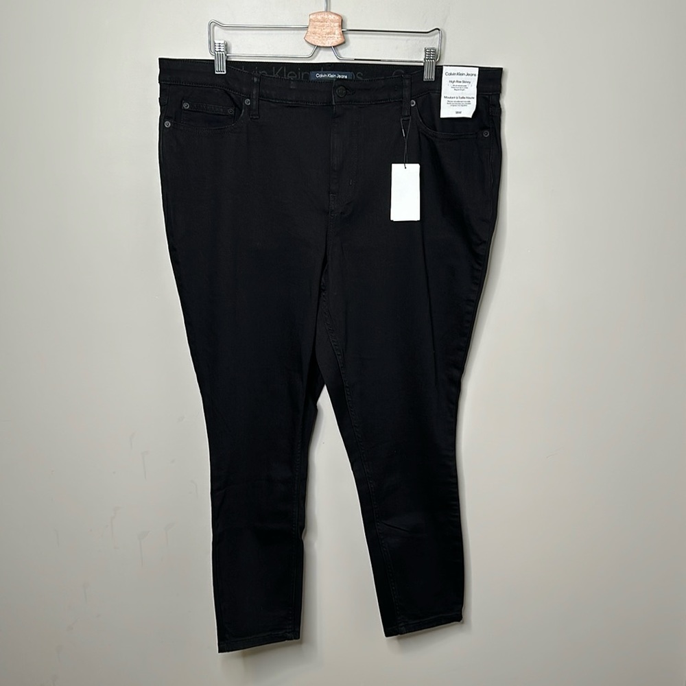 Calvin Klein Black High Rise Skinny Fit Comfort Stretch Jeans - Picture 4 of 13